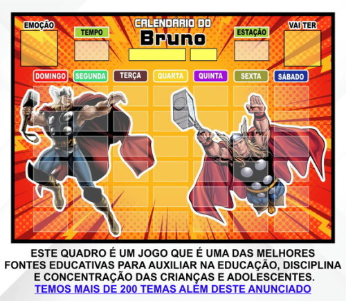 Calendário Magnético Montado Personalizado - Thor