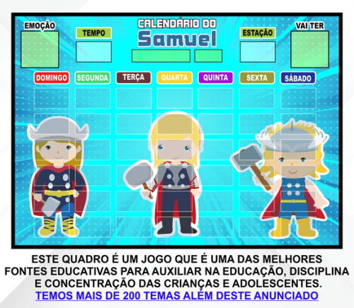 Calendário Magnético Montado Personalizado - Thor Cute