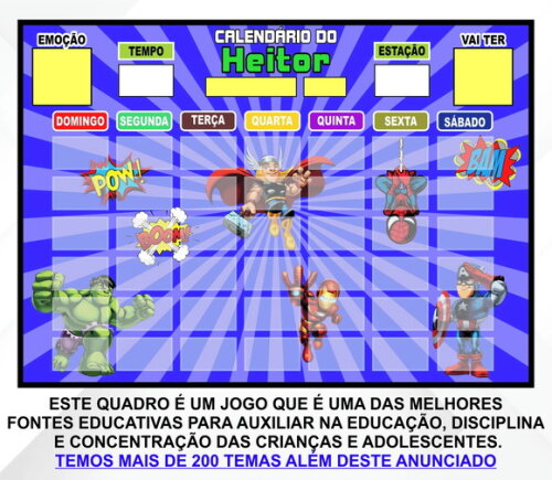 Calendário Magnético Montado Personalizado - Vingadores Cute