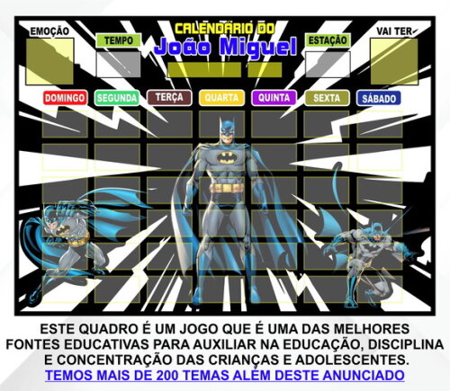 Calendário Magnético Montado Personalizado Batman
