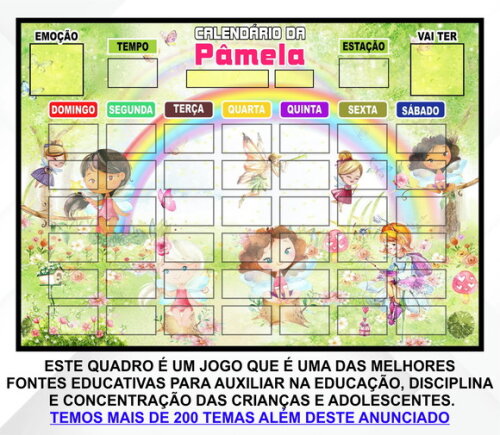 Calendário Magnético Montado Personalizado Bosque Encantado