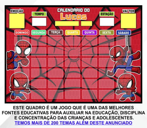 Calendário Magnético Montado Personalizado Homem Aranha Baby