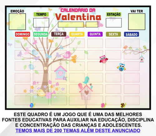 Calendário Magnético Montado Personalizado Jardim Encantado