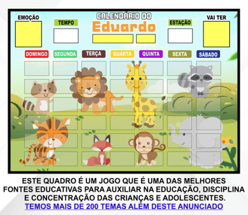 Calendário Magnético Montado Personalizado Safari