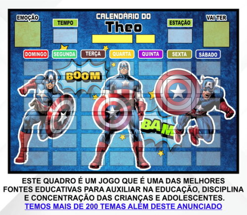 Calendário Magnético Personalizado Capitão America