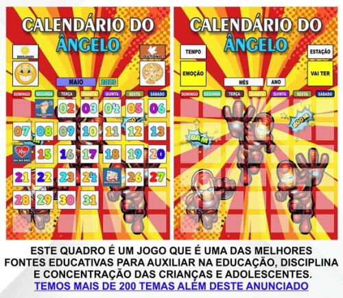 Calendário Magnético Personalizado Homem D Ferro Baby + Tags