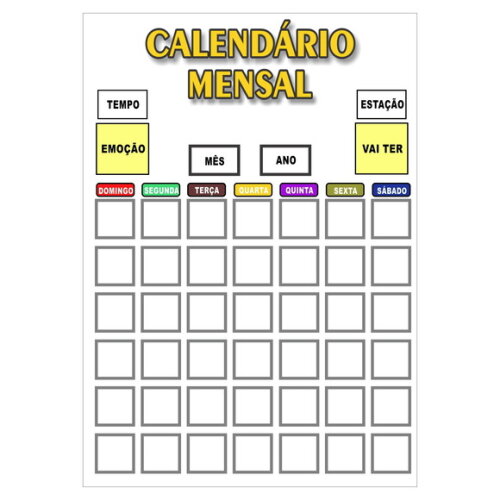 Calendário Mensal Montável Vertical - Magnético - Branco