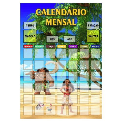 Calendário Mensal Montável Vertical - Magnético - Moana