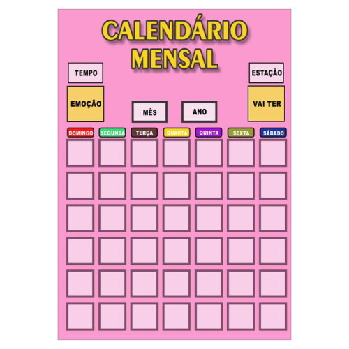 Calendário Mensal Montável Vertical - Magnético - Rosa