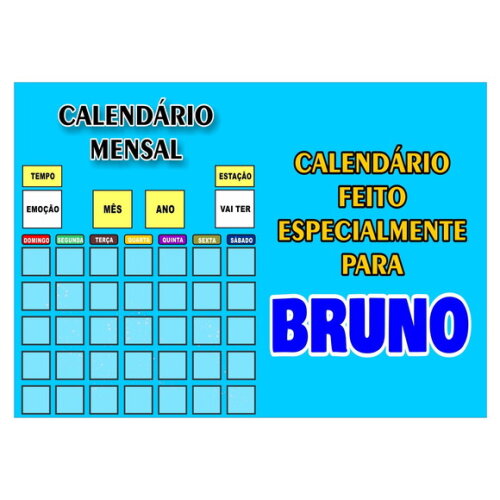 Calendário Mensal Personalizado - Magnético - Grande - Azul