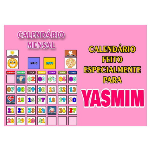 Calendário Mensal Personalizado - Magnético - Grande - Rosa