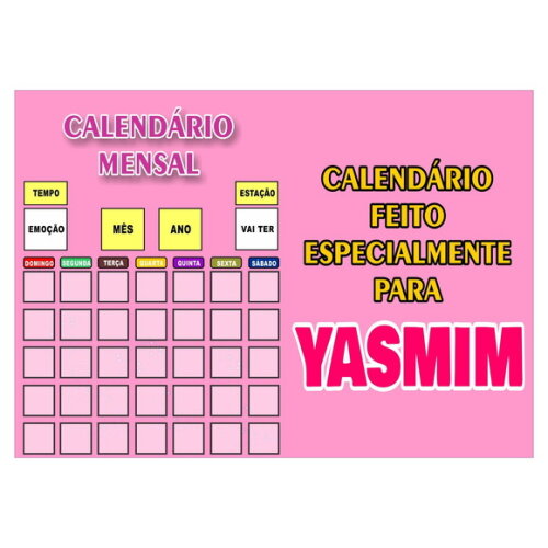 Calendário Mensal Personalizado - Magnético - Grande - Rosa