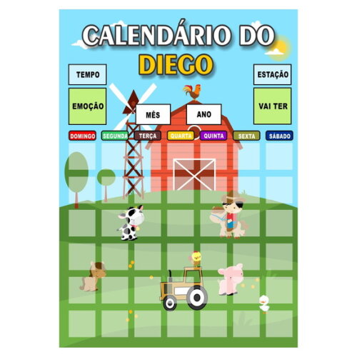 Calendário Mensal Vertical - Ímã - Personaliza -a3 - Fazenda