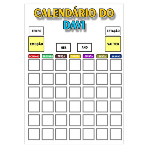 Calendário Mensal Vertical - Ímã -personalizado -a3 - Branco