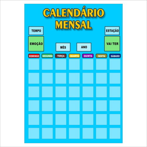 Calendário Mensal Vertical - Magnético - Grande - Azul