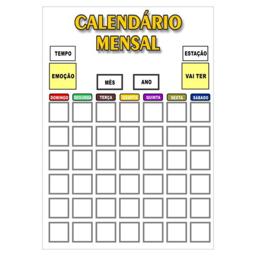 Calendário Mensal Vertical - Magnético - Grande - Branco