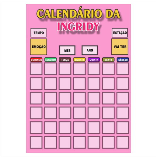 Calendário Mensal Vertical - Personalizado -ímã - Rosa