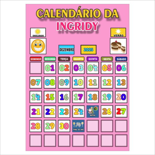 Calendário Mensal Vertical - Personalizado -ímã - Rosa