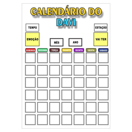 Calendário Mensal Vertical -personalizado - Ímã -branco