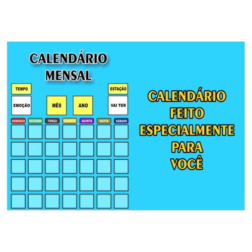 Calendário Montado Magnético Infantil - Azul