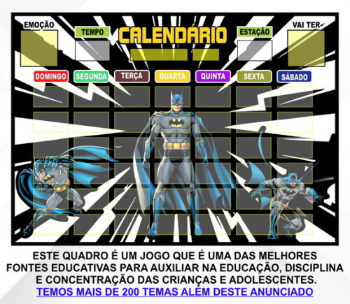 Calendário Montado Magnético Infantil - Batman