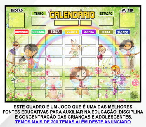 Calendário Montado Magnético Infantil - Bosque Encantado