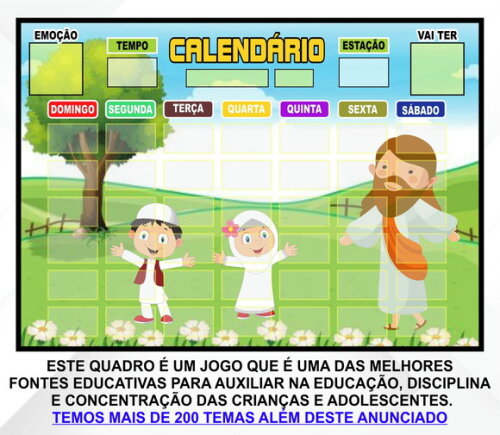 Calendário Montado Magnético Infantil - Cristãozinho