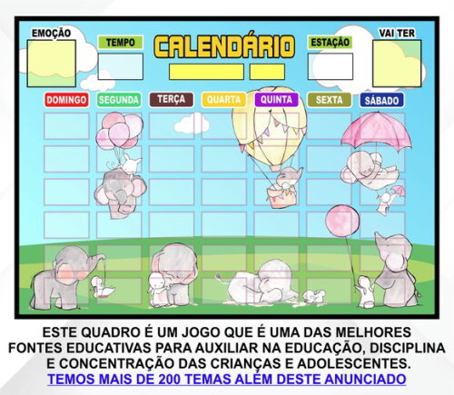 Calendário Montado Magnético Infantil - Elefantinho Baby