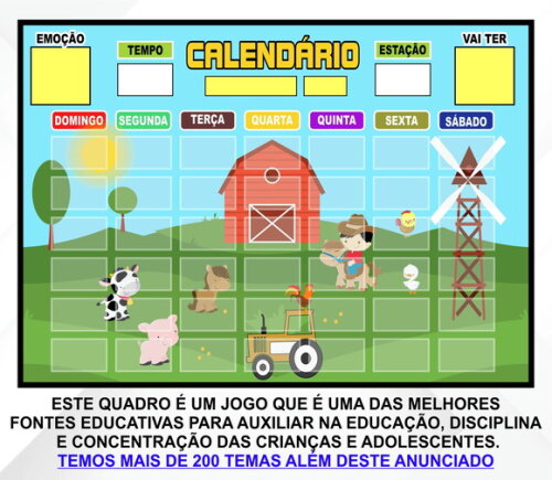 Calendário Montado Magnético Infantil - Fazendinha