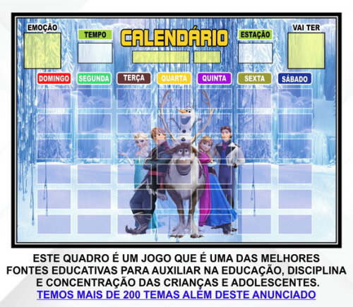 Calendário Montado Magnético Infantil - Frozen