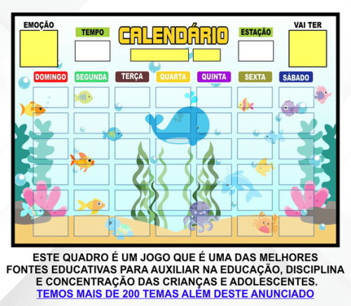 Calendário Montado Magnético Infantil - Fundo do Mar