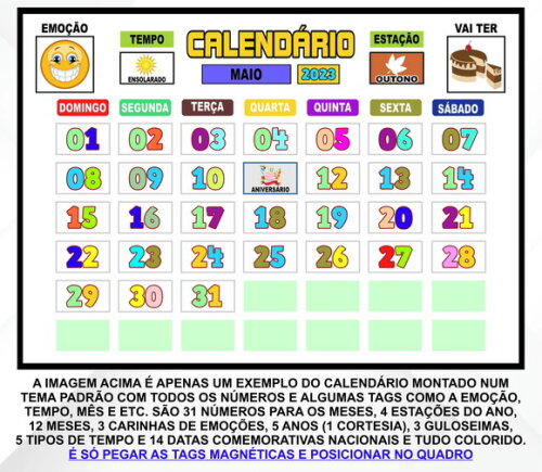 Calendário Montado Magnético Infantil - Heroínas Cute