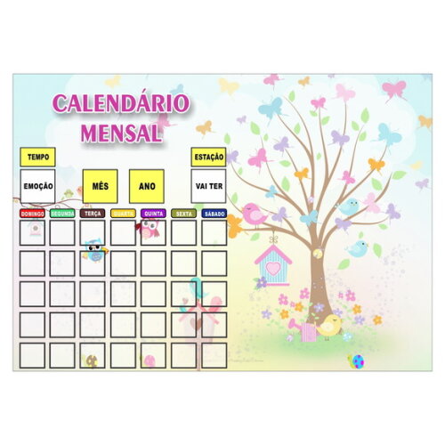 Calendário Montado Magnético Infantil - Jardim Encantado