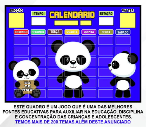 Calendário Montado Magnético Infantil - Panda