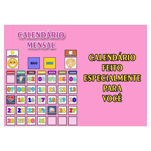 Calendário Montado Magnético Infantil - Rosa