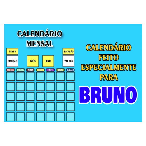 Calendário Montado Magnético Infantil Personalizado - Azul