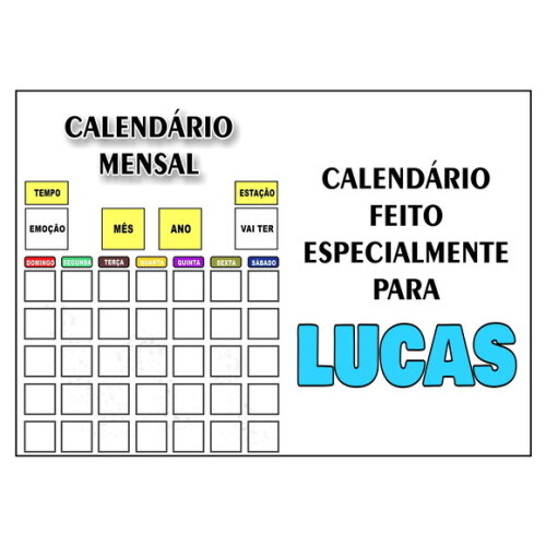 Calendário Montado Magnético Infantil Personalizado - Branco