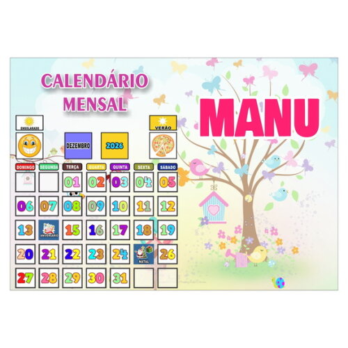 Calendário Montado Magnético Infantil Personalizado - Jardim