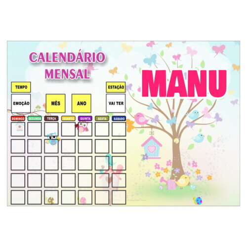 Calendário Montado Magnético Infantil Personalizado - Jardim