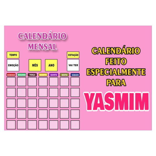 Calendário Montado Magnético Infantil Personalizado - Rosa