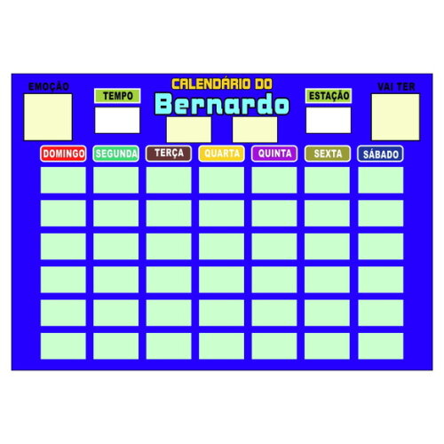 Calendário Montado Personalizado em Metal Magnético - Azul