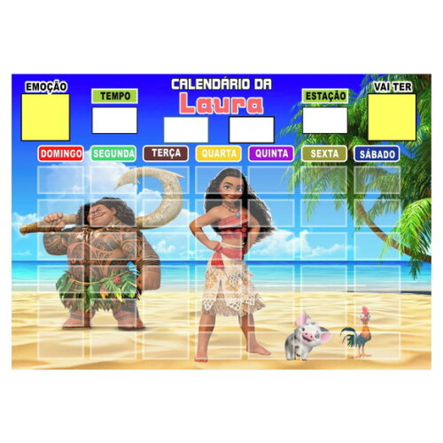 Calendário Montado Personalizado em Metal Magnético - Moana