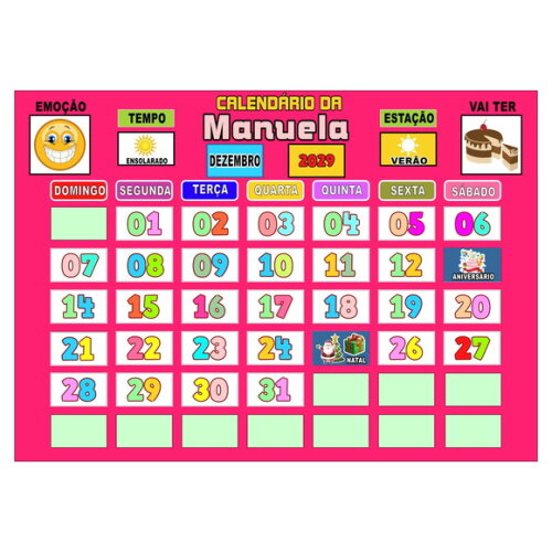 Calendário Montado Personalizado em Metal Magnético - Rosa