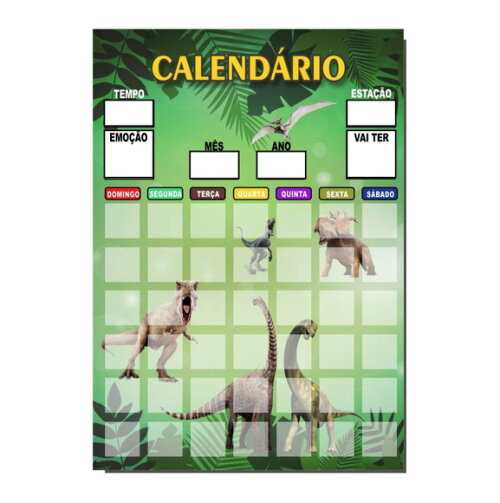 Calendário Organizador Educativo + Caneta Imã - Dinossauros