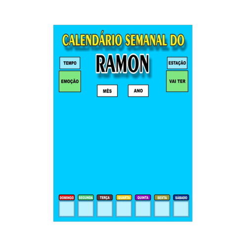 Calendário Semanal Vertical - Ímã - Personalizado- A3 - Azul