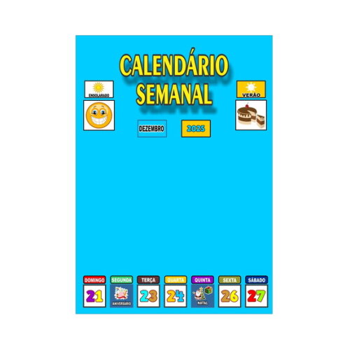 Calendário Semanal Vertical - Magnético - Grande - Azul