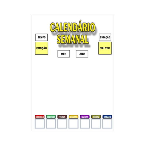 Calendário Semanal Vertical - Magnético - Grande - Branco