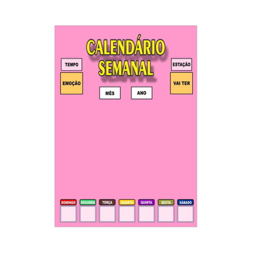 Calendário Semanal Vertical - Magnético - Grande - Rosa