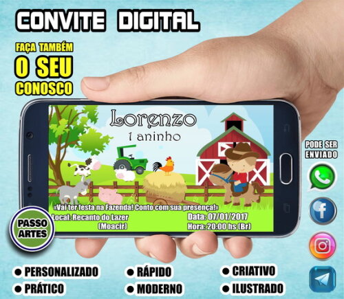 Convite Digital Personalizado - Fazendinha