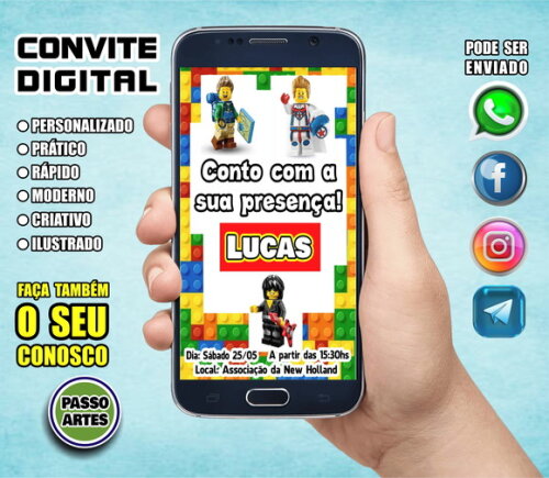 Convite Digital Personalizado - Lego